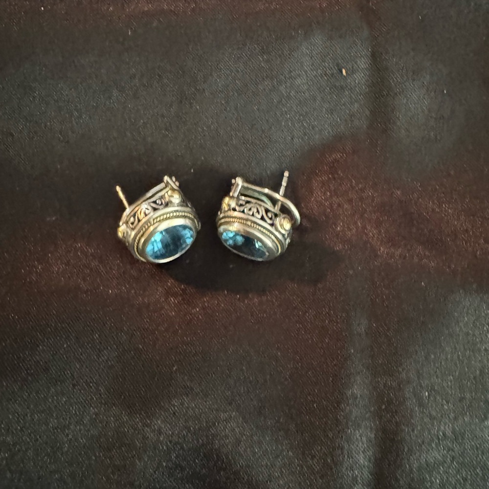 Effy Blue Silver Earrings with Turquoise Stones